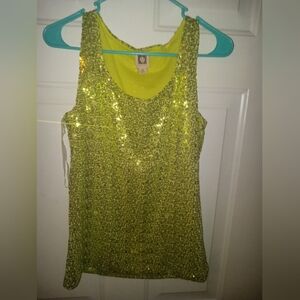 3/$10 Anne Klein Pink Sequin Tank Top Size Large Scoop neck